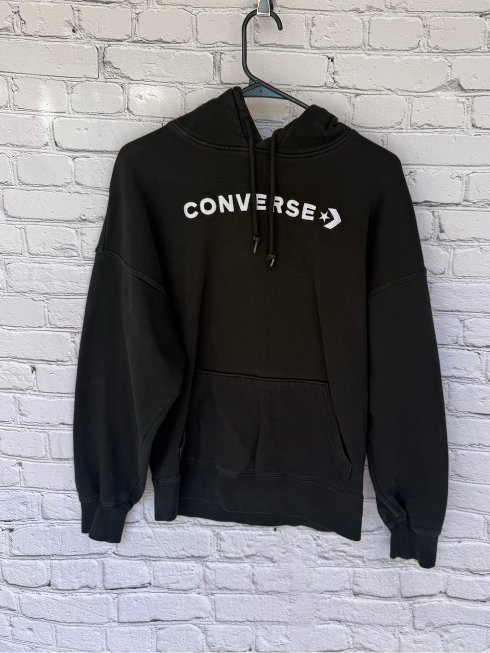 Converse Star Chevron Black Pullover Hoodie Size XS